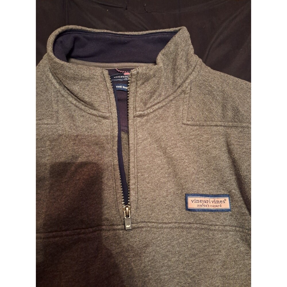 Vineyard Vines Men’s Shep Pullover Sweatshirt Quarter Zip Large Grey - Picture 4 of 10